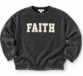 FAITH Charcoal Washed Raw Edge Sweater
