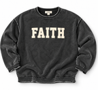 FAITH Charcoal Washed Raw Edge Sweater