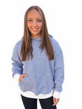 Oversized Blue Striped Hoodie
