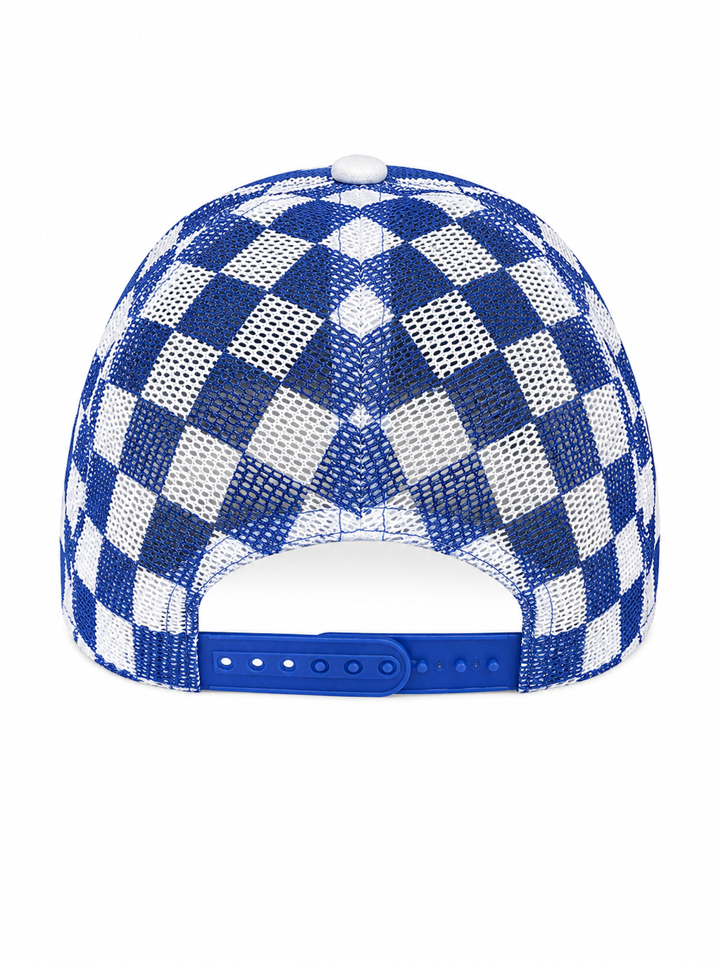 Pick Your Patch Blue Checkered Trucker Hat | Custom Chenille Game Day Hat