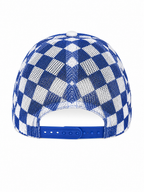Pick Your Patch Blue Checkered Trucker Hat | Custom Chenille Game Day Hat
