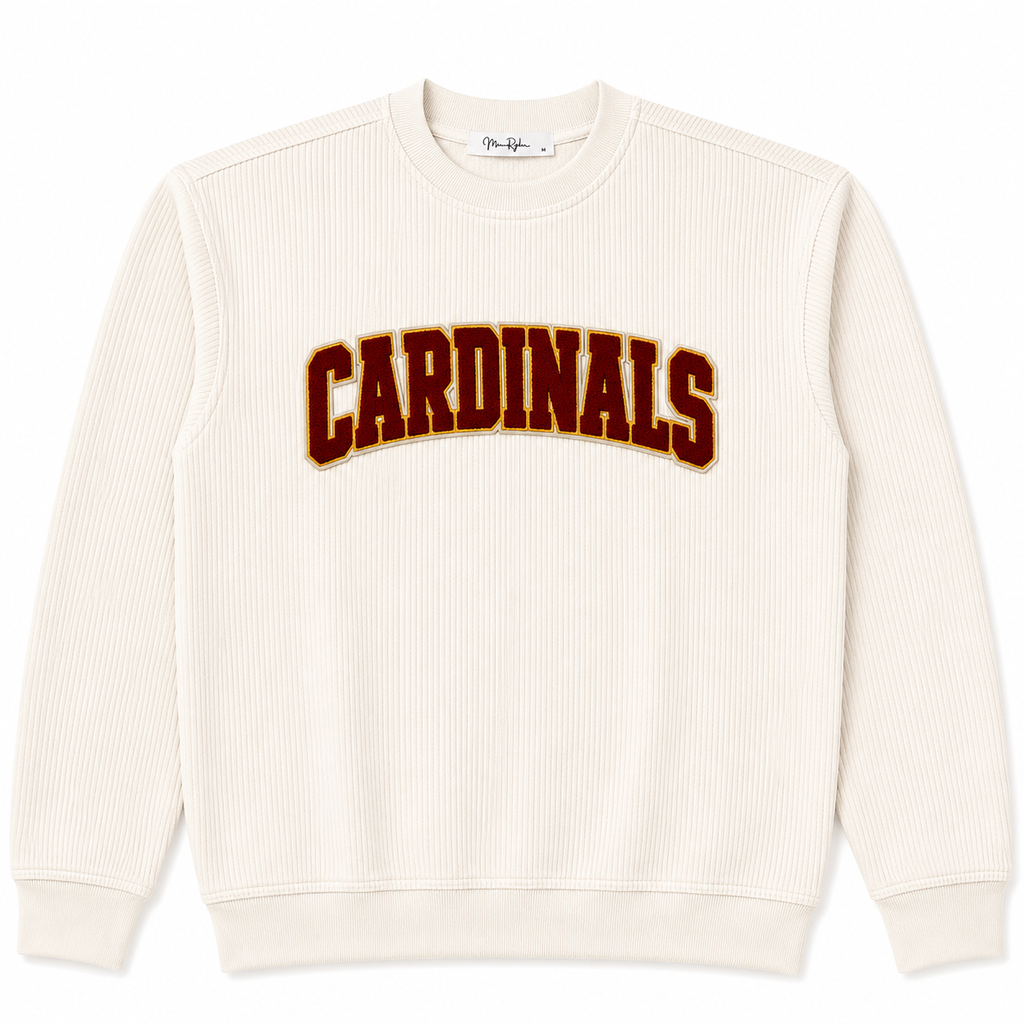 Oversized Ivory Game Day Corded Crew Sweatshirt | Custom Team Spirit Crewneck