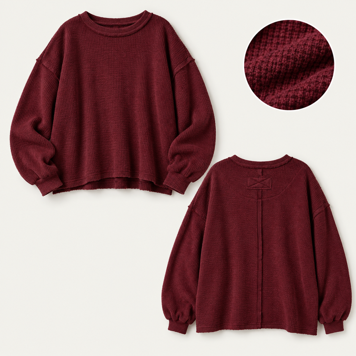 Pick Your Patch | Burgundy Textured Knit Top