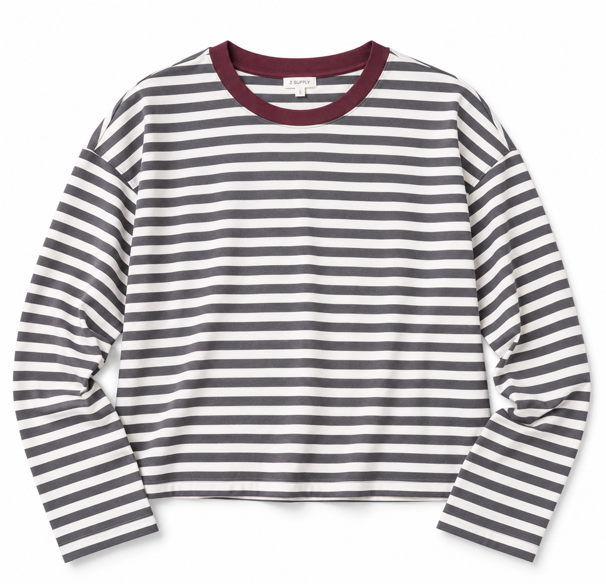 Charcoal Stripe Contrast Long Sleeve