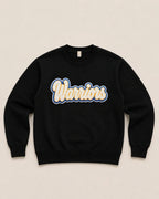 Pick Your Patch Chenille Patch Black Crewneck | Custom School Spirit Sweatshirt