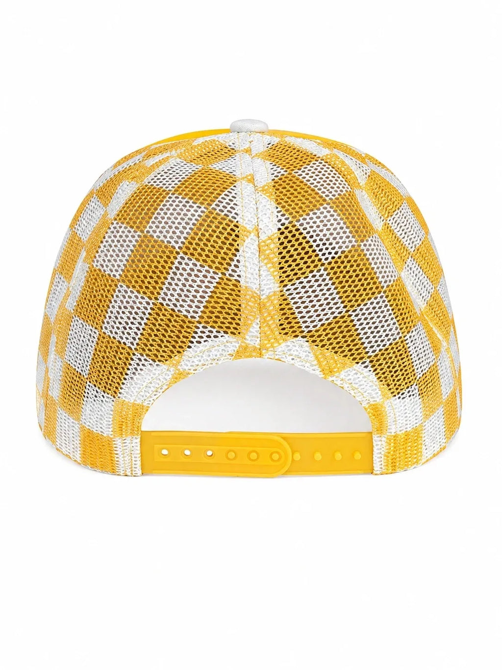 Yellow Adna Checkered Trucker Hat | Chenille A Game Day Hat