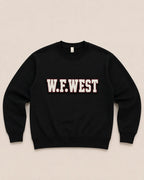 Pick Your Patch Chenille Patch Black Crewneck | Custom School Spirit Sweatshirt