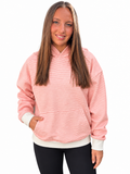 Oversized Coral Striped Hoodie
