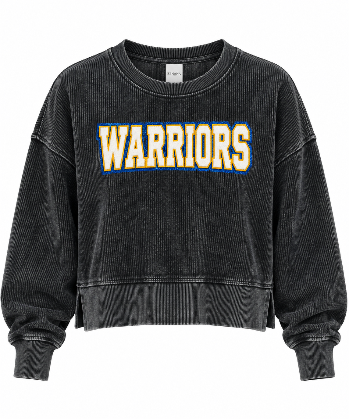 Pick Your Patch Charcoal Cropped Corded Crew | Custom Chenille Sweatshirt