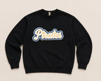 Pick Your Patch Chenille Patch Black Crewneck | Custom School Spirit Sweatshirt
