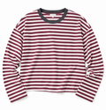 Burgundy Striped Boxy Long Sleeve Top