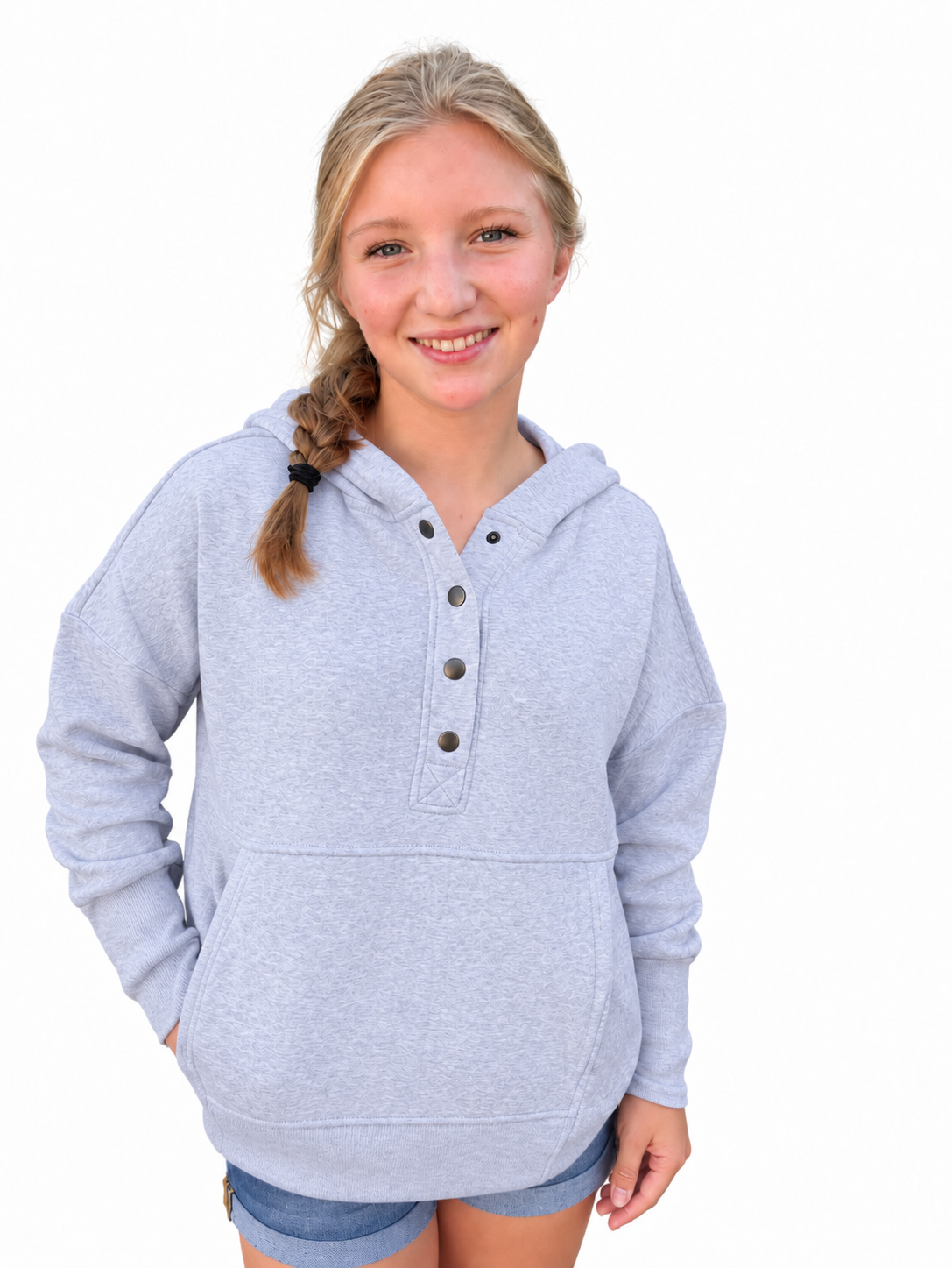 Half Button Hooded Pullover