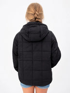 Black Quilted Pullover Puffer Hoodie