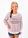 Lavender Two-Tone Ribbed Crewneck Sweater