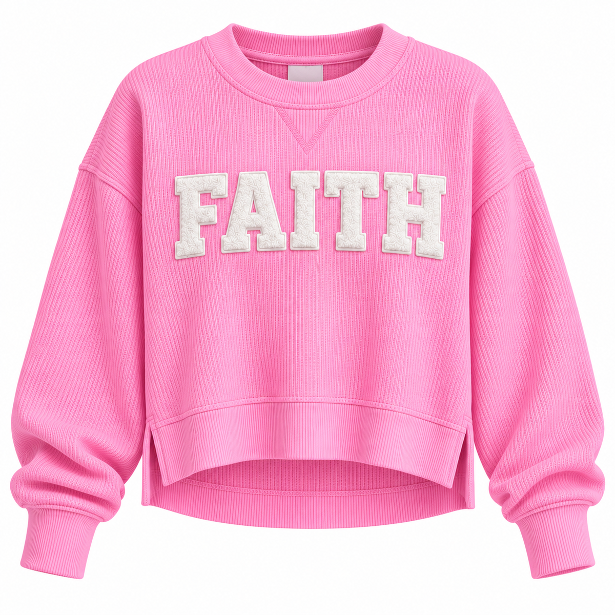 Faith Corded Crew, Pink Out