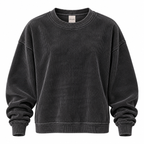 Oversized Distressed Black Pick Your Patch Luxury Corded Crew Sweatshirt