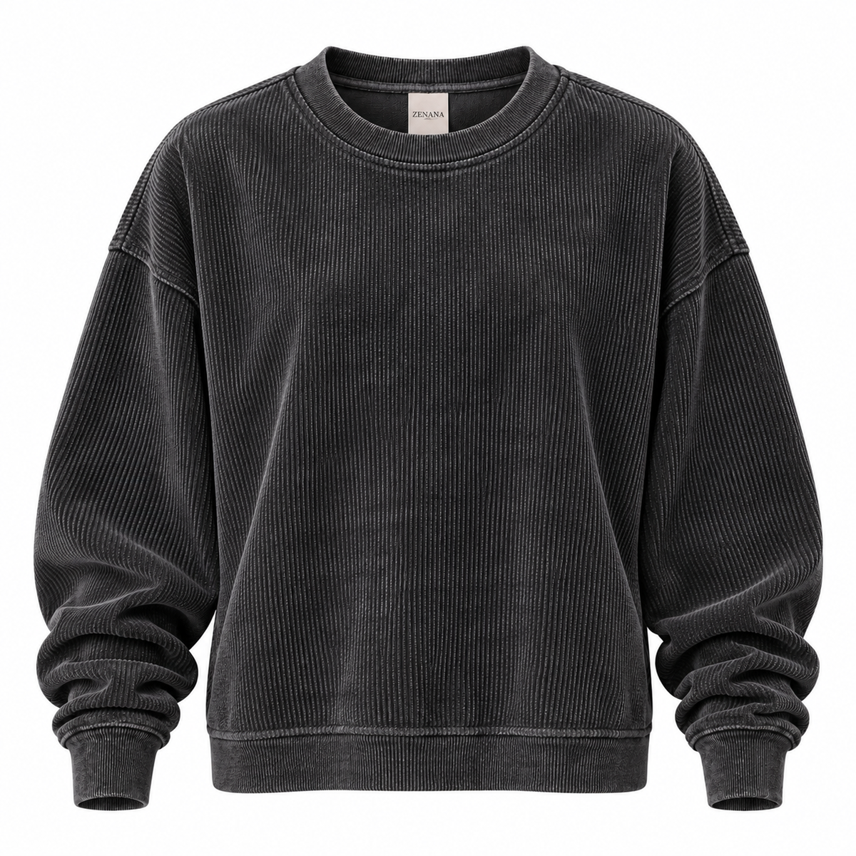 Oversized Distressed Black Pick Your Patch Luxury Corded Crew Sweatshirt