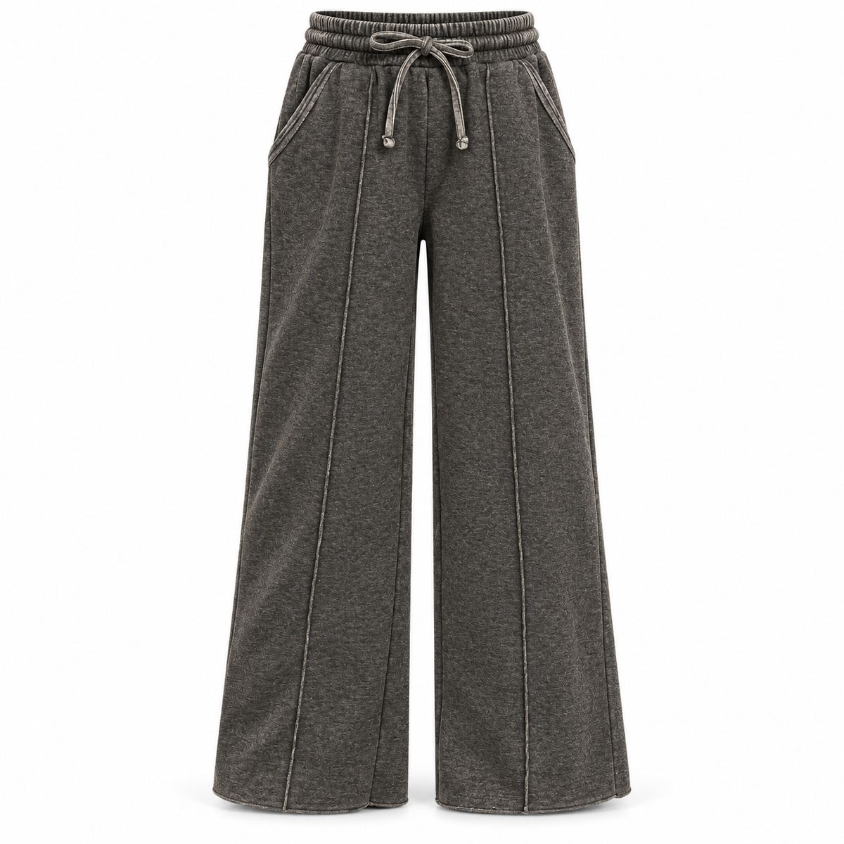 Black Ash Acid Wash Wide-Leg Sweatpants