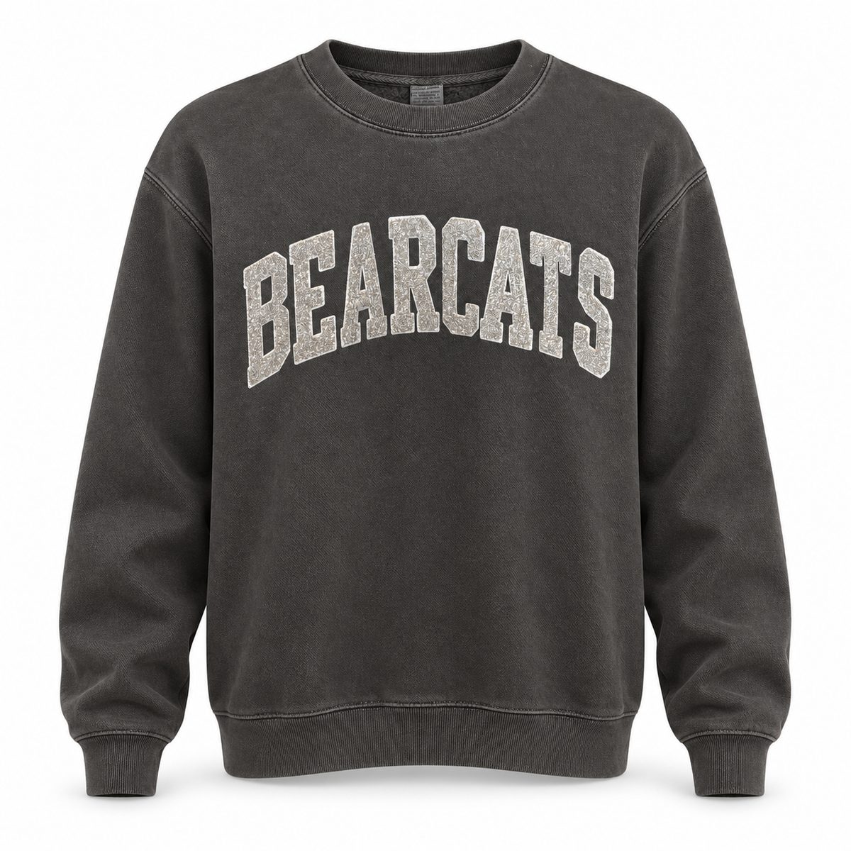Bearcats Black Pigment Crewneck – Custom Chenille Patch