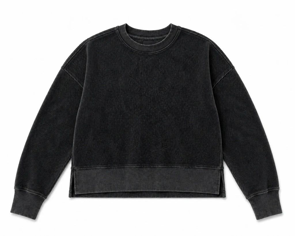 Pick Your Patch Charcoal Cropped Corded Crew | Custom Chenille Sweatshirt