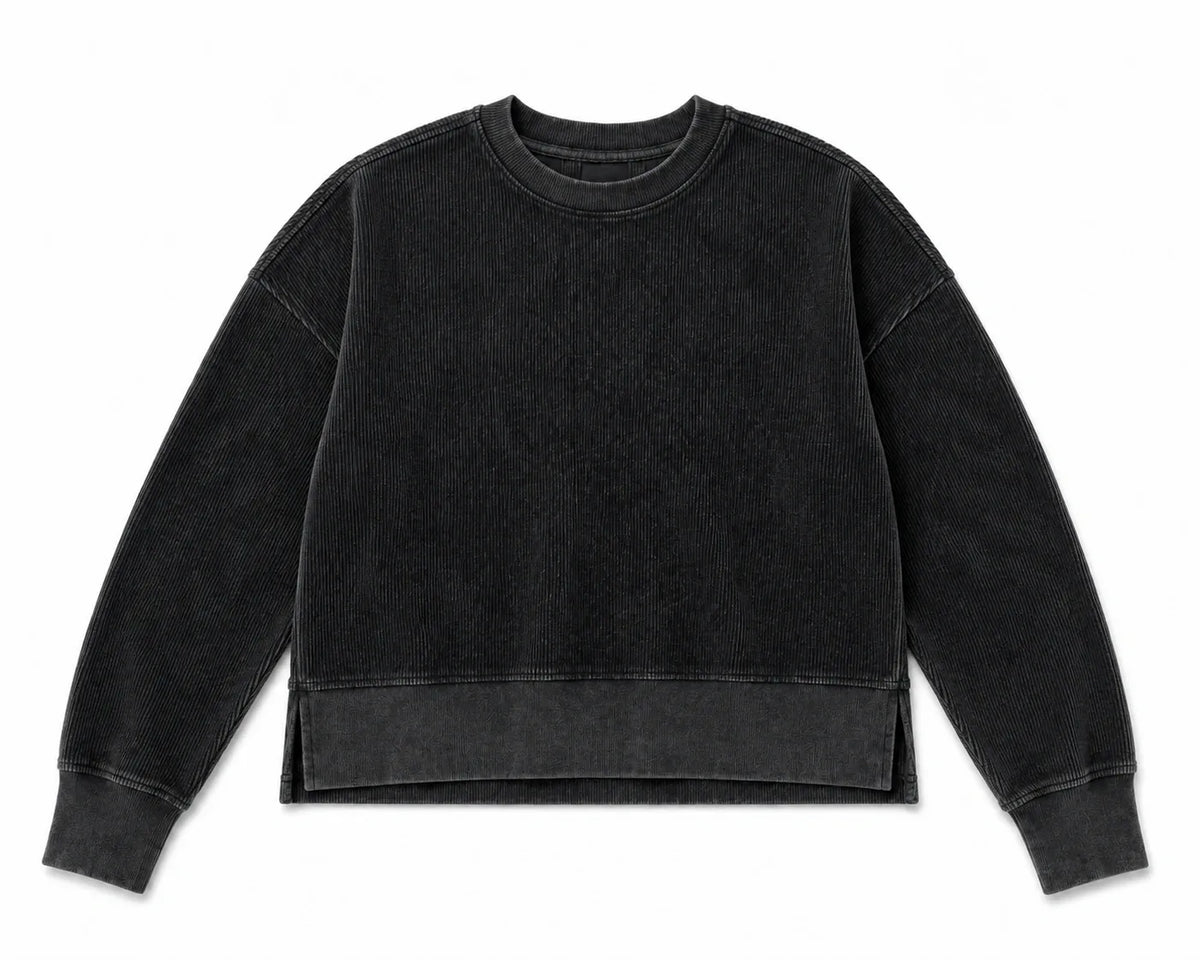 Pick Your Patch Charcoal Cropped Corded Crew | Custom Chenille Sweatshirt