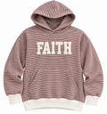 FAITH Chenille Patch Striped Hoodie