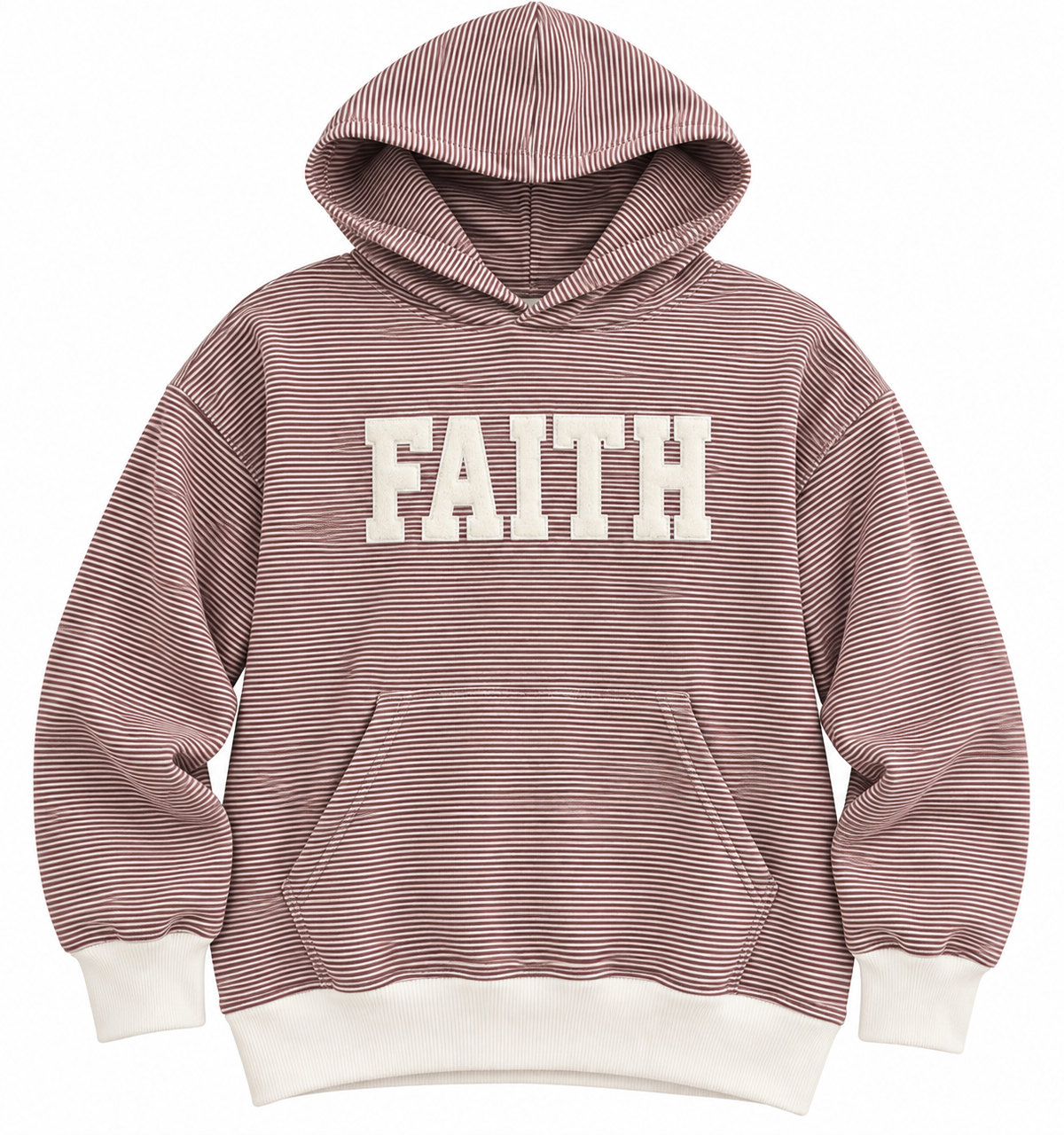 FAITH Chenille Patch Striped Hoodie