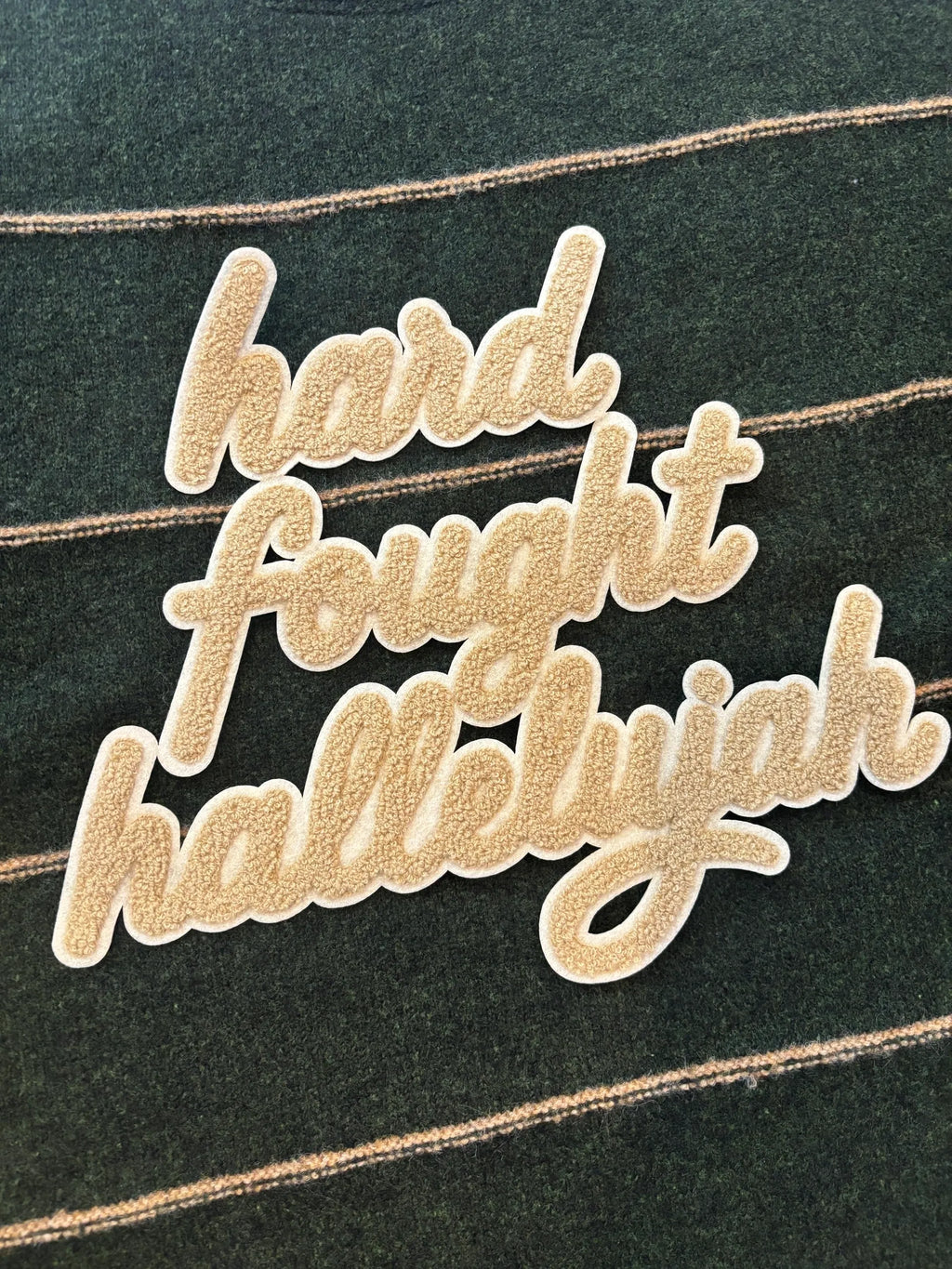 Chenille Hard Fought Hallelujah Sweater | Faith-Inspired Women's Boutique Sweater