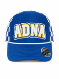 Pick Your Patch Blue Checkered Trucker Hat | Custom Chenille Game Day Hat