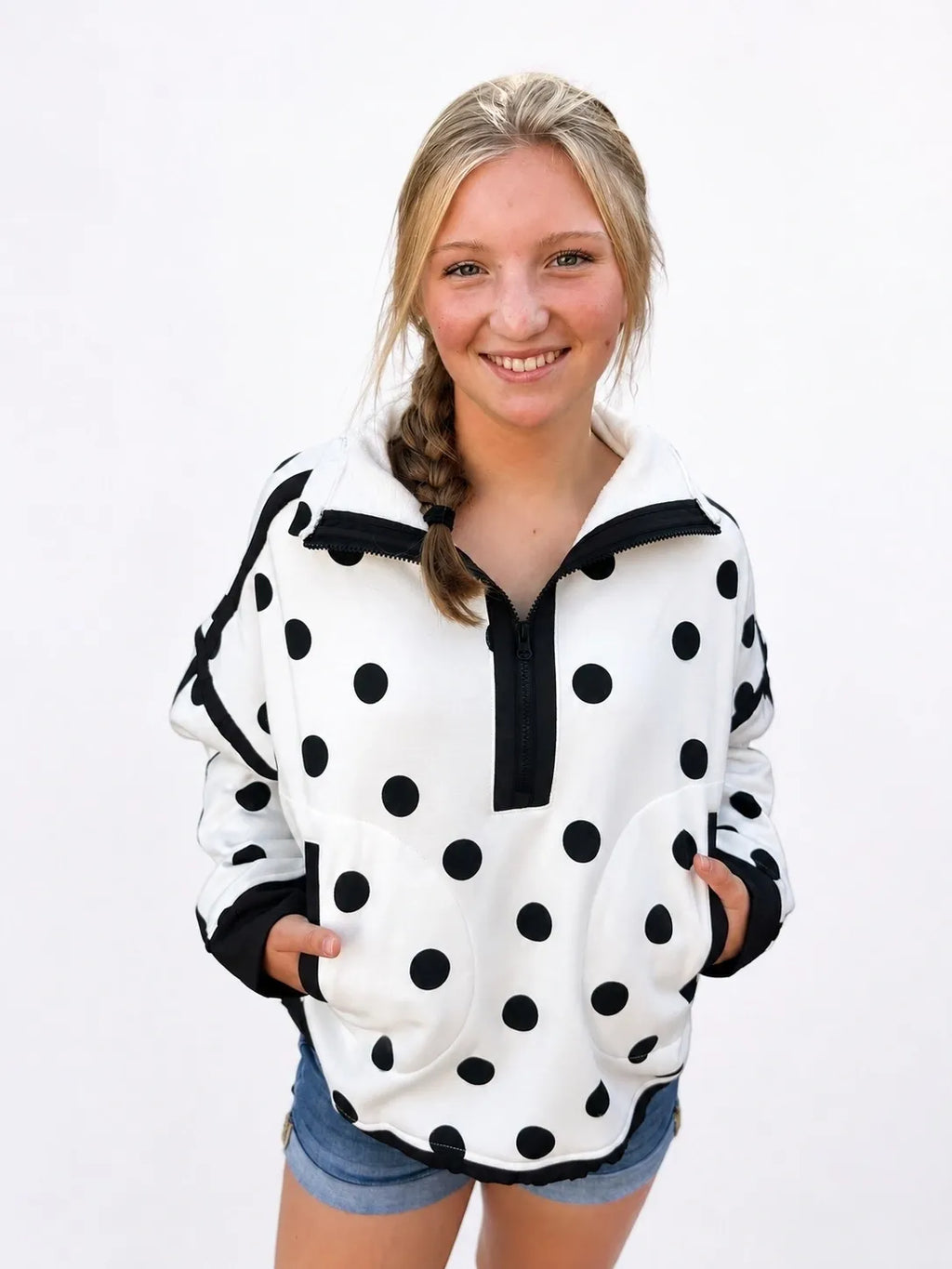 Black & White Polka Dot Game Day Pullover