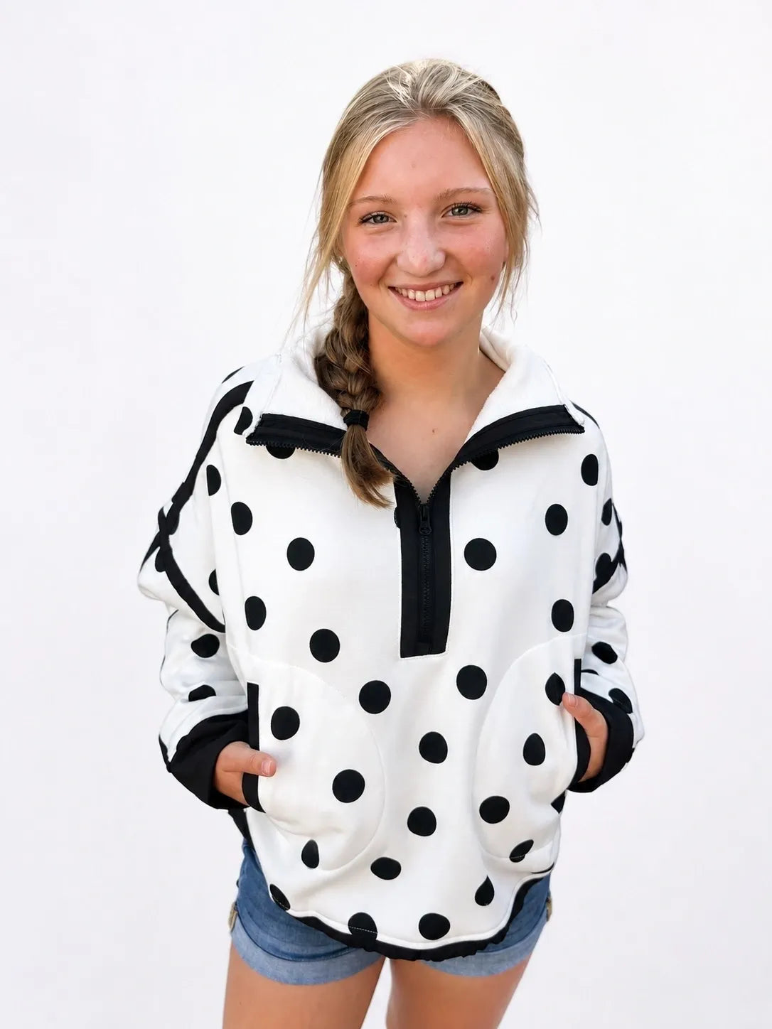 Black & White Polka Dot Game Day Pullover