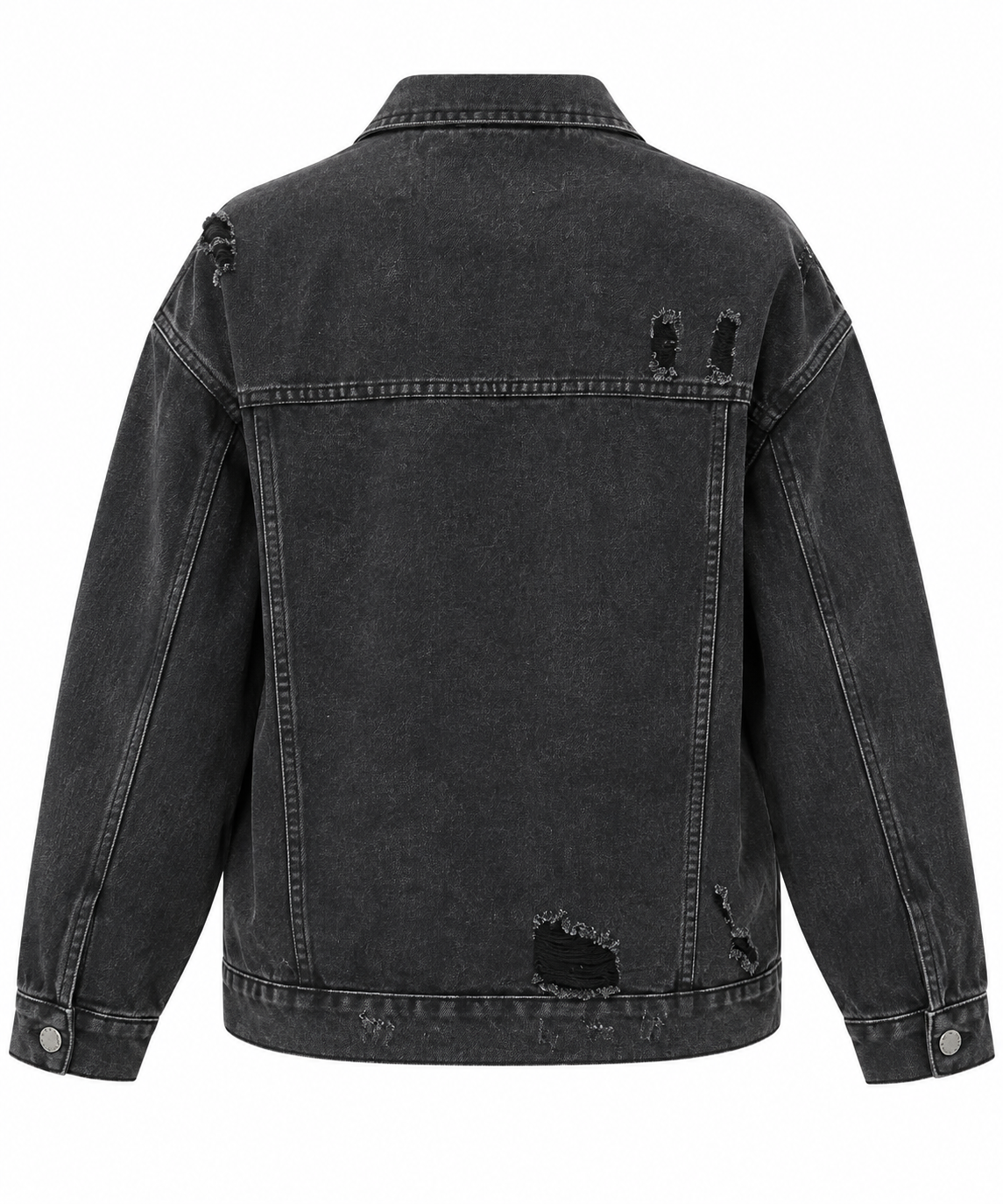 Black Wash Distressed Denim Jacket