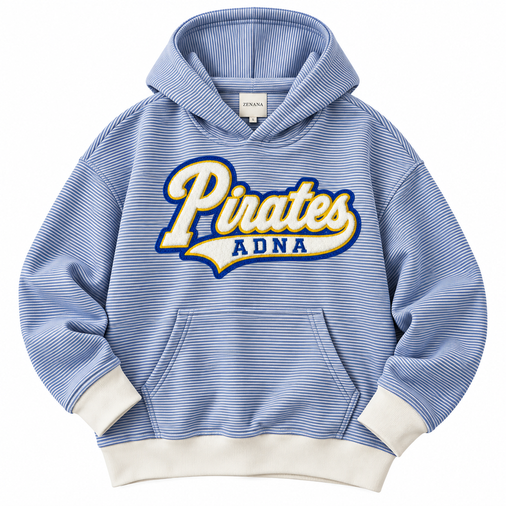 Oversized Blue Striped Hoodie