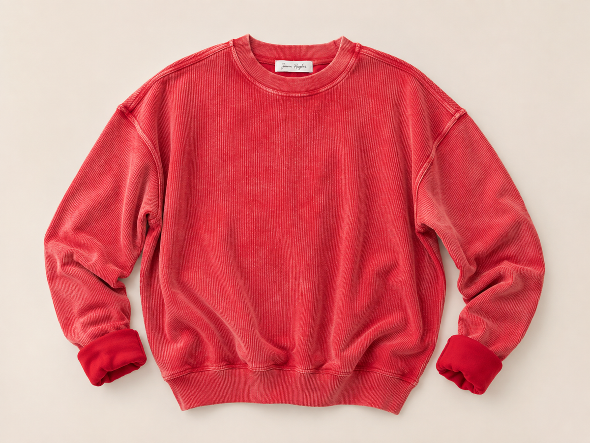 Pick Your Patch Red Vintage Oversized Corded Sweatshirt
