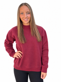 Wine Heavyweight Mock Neck Fleece Sweatshirt