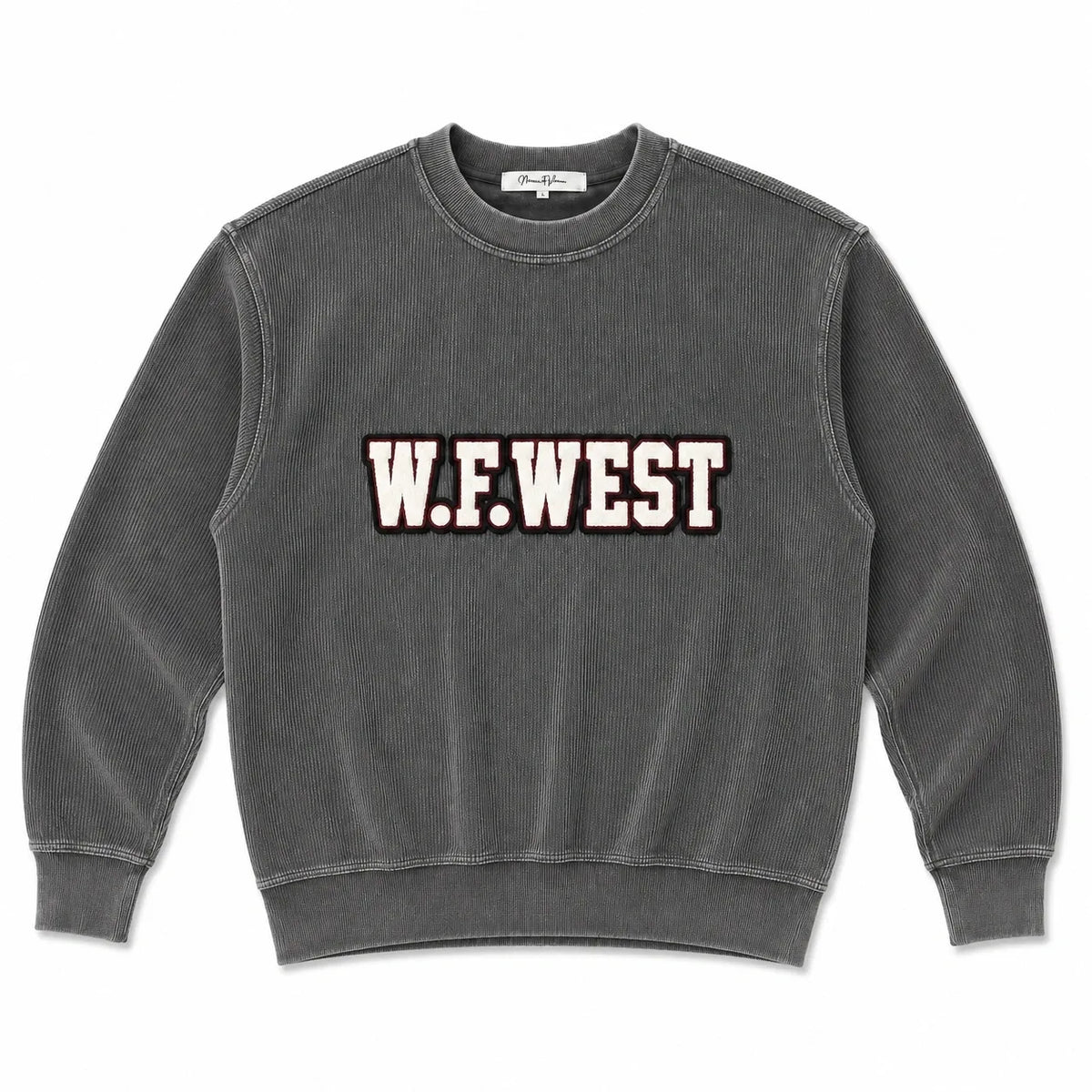 Oversized Pick Your Team Luxury Corded Crew Sweatshirt | Cream Chenille Patch