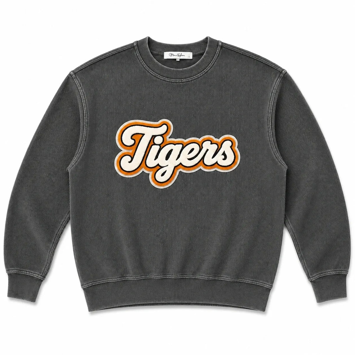 Oversized Pick Your Team Luxury Corded Crew Sweatshirt | Cream Chenille Patch