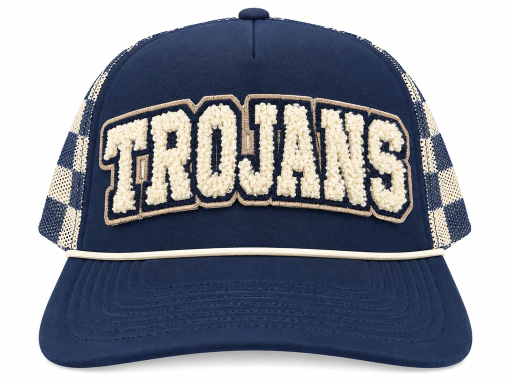 Navy Pick Your Patch Checkered Trucker Hat