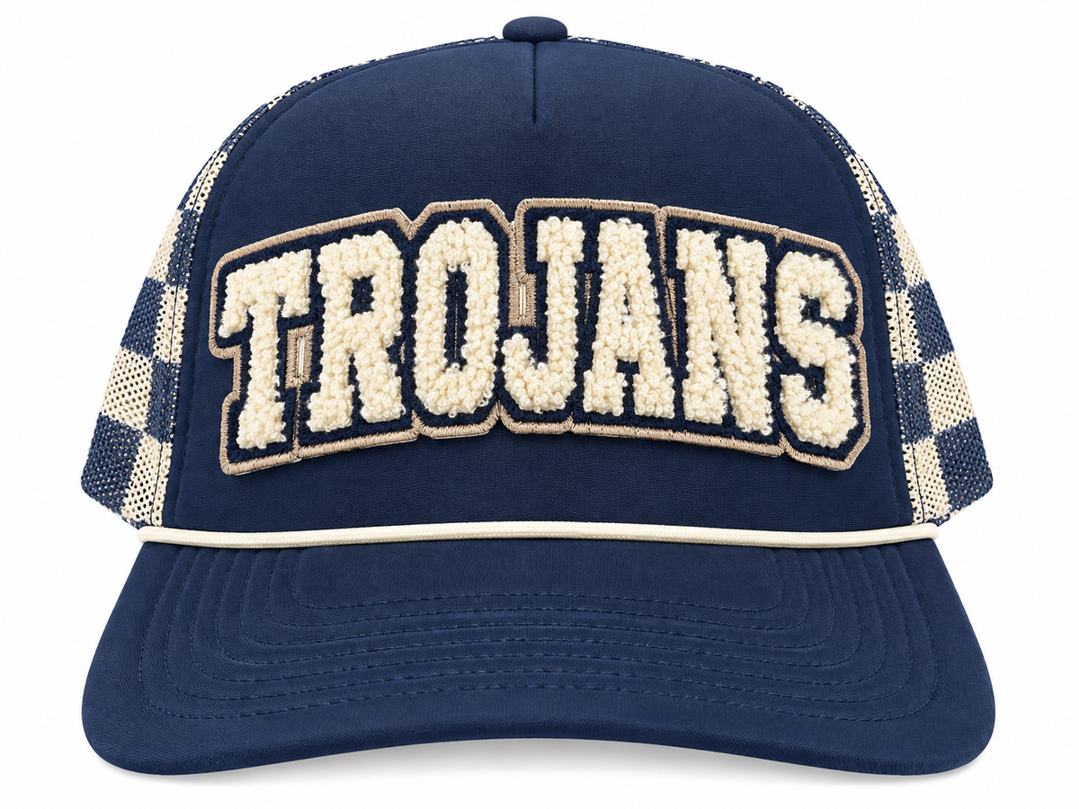 Navy Pick Your Patch Checkered Trucker Hat