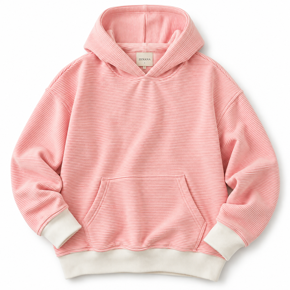 Oversized Coral Striped Hoodie