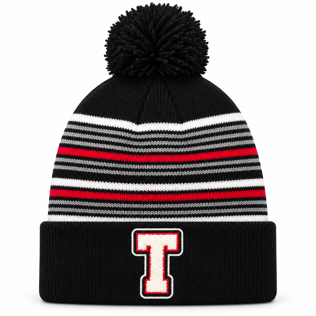Toledo Red, White, Grey &  Black striped Beanie