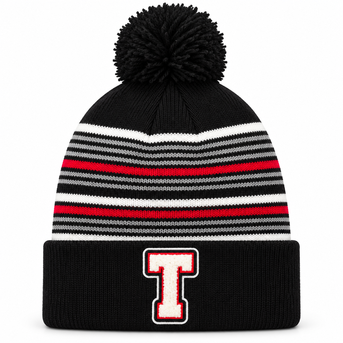 Toledo Red, White, Grey &  Black striped Beanie