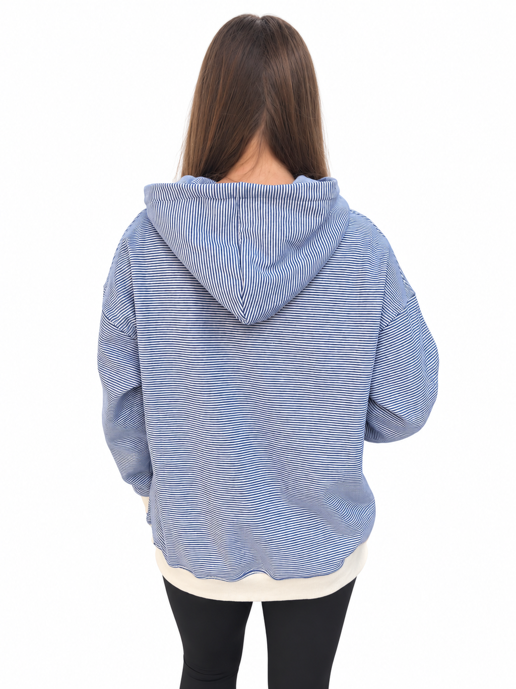 Oversized Blue Striped Hoodie