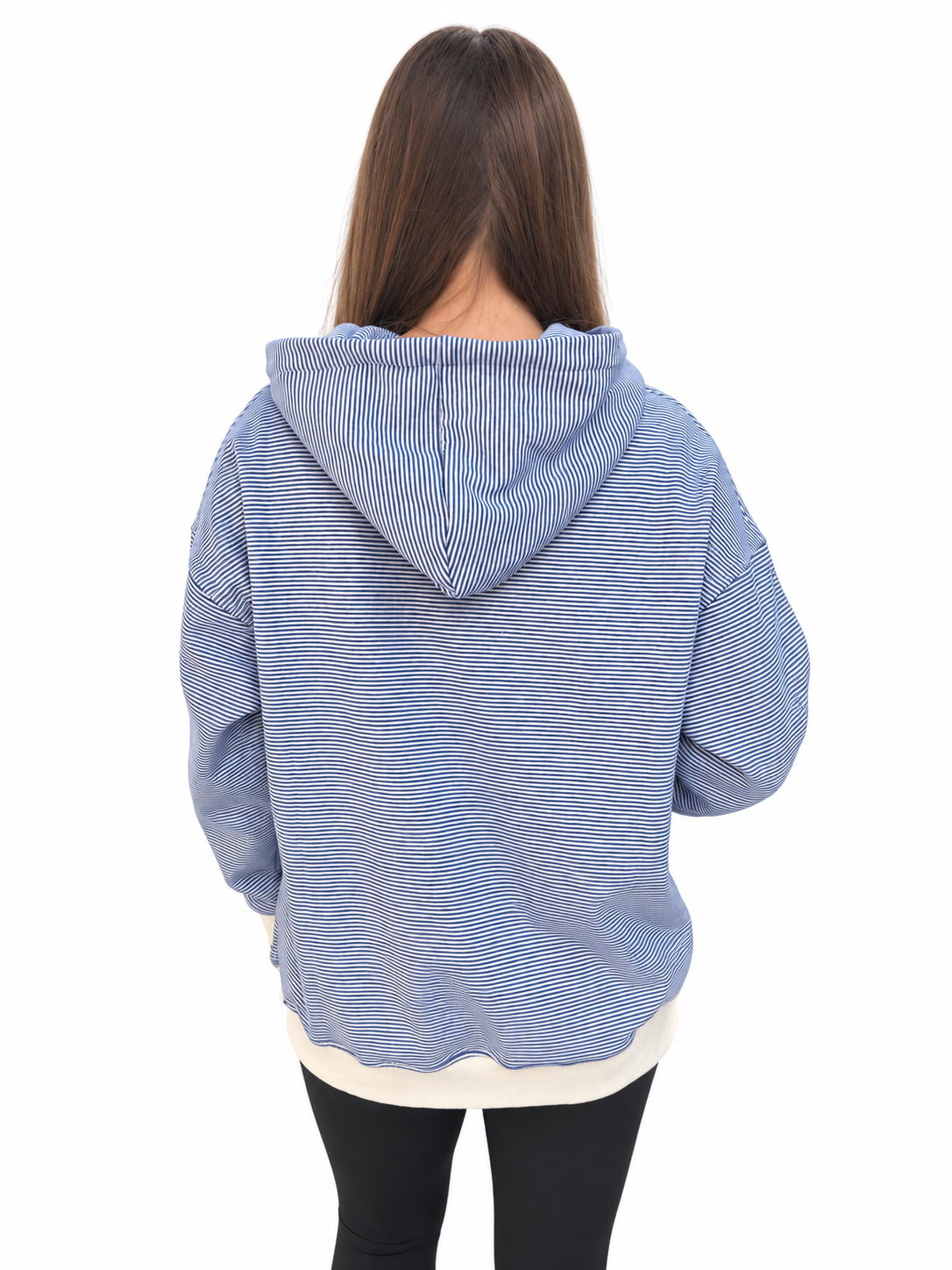 Oversized Blue Striped Hoodie
