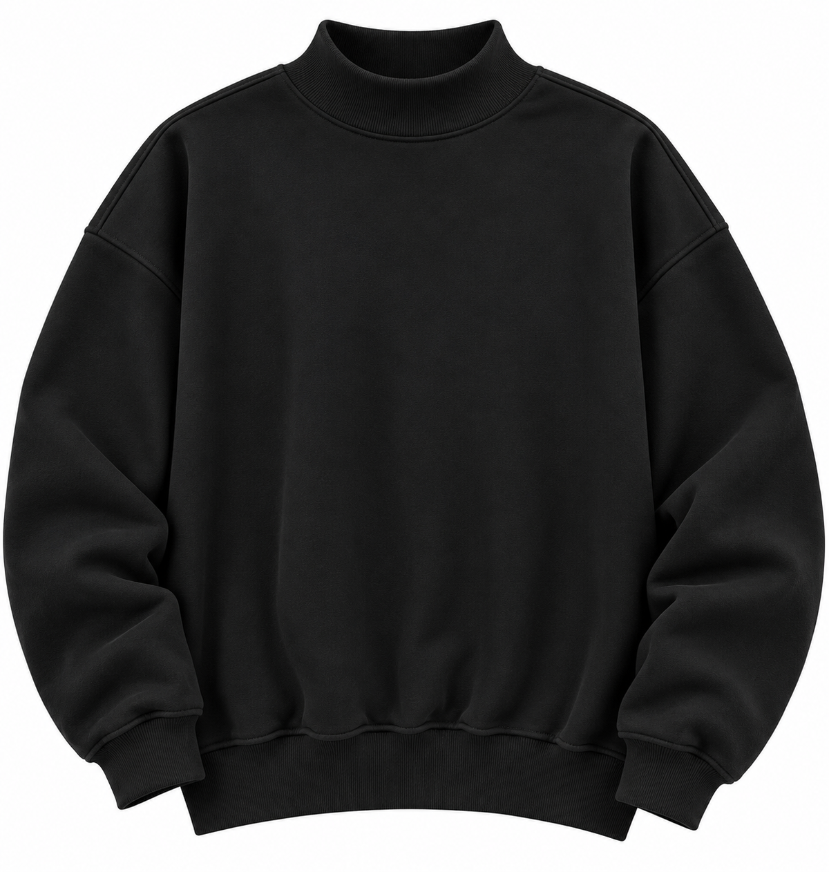 Black Reversible Mock Neck Sweatshirt