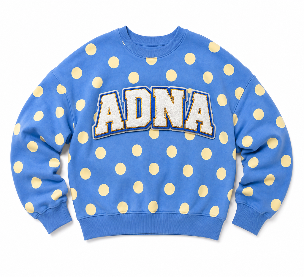 Pick Your Patch Polka Dot Game Day Crewneck | Custom Chenille Sweatshirt