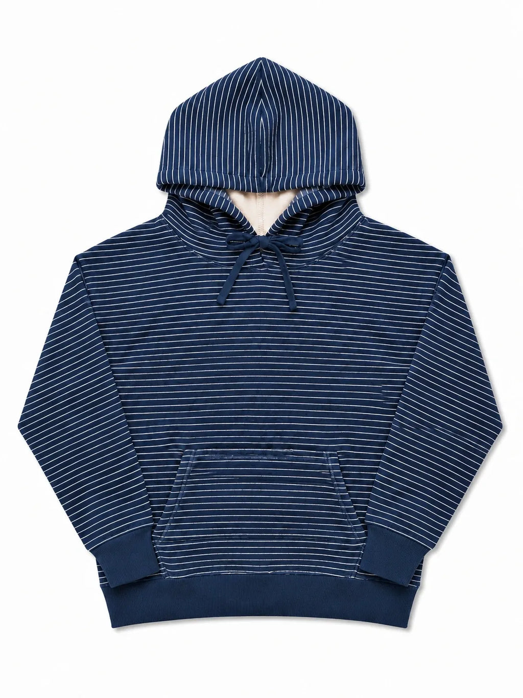 Navy Striped French Terry Hoodie