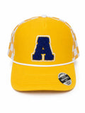 Yellow Adna Checkered Trucker Hat | Chenille A Game Day Hat