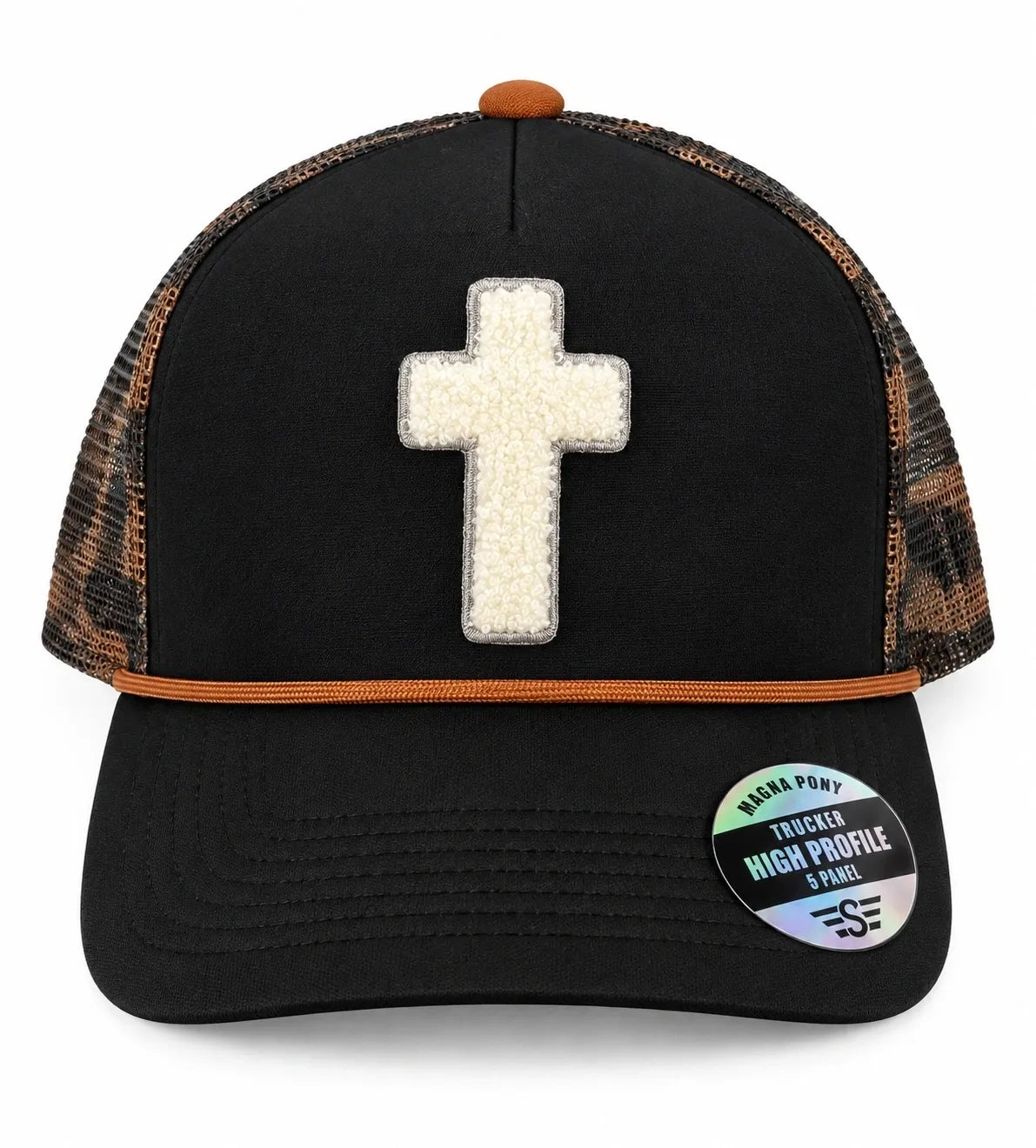 Cross Patch Leopard Ponytail Trucker Hat