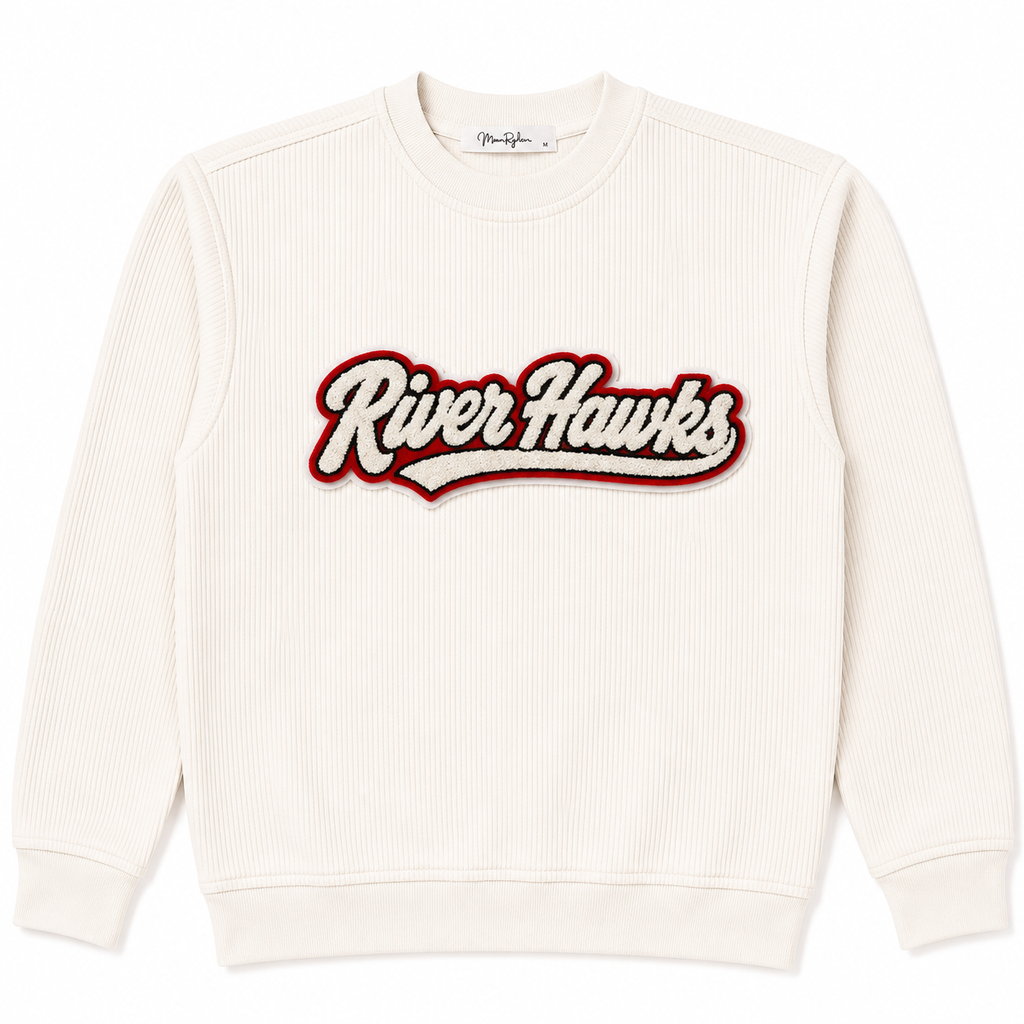 Oversized Ivory Game Day Corded Crew Sweatshirt | Custom Team Spirit Crewneck